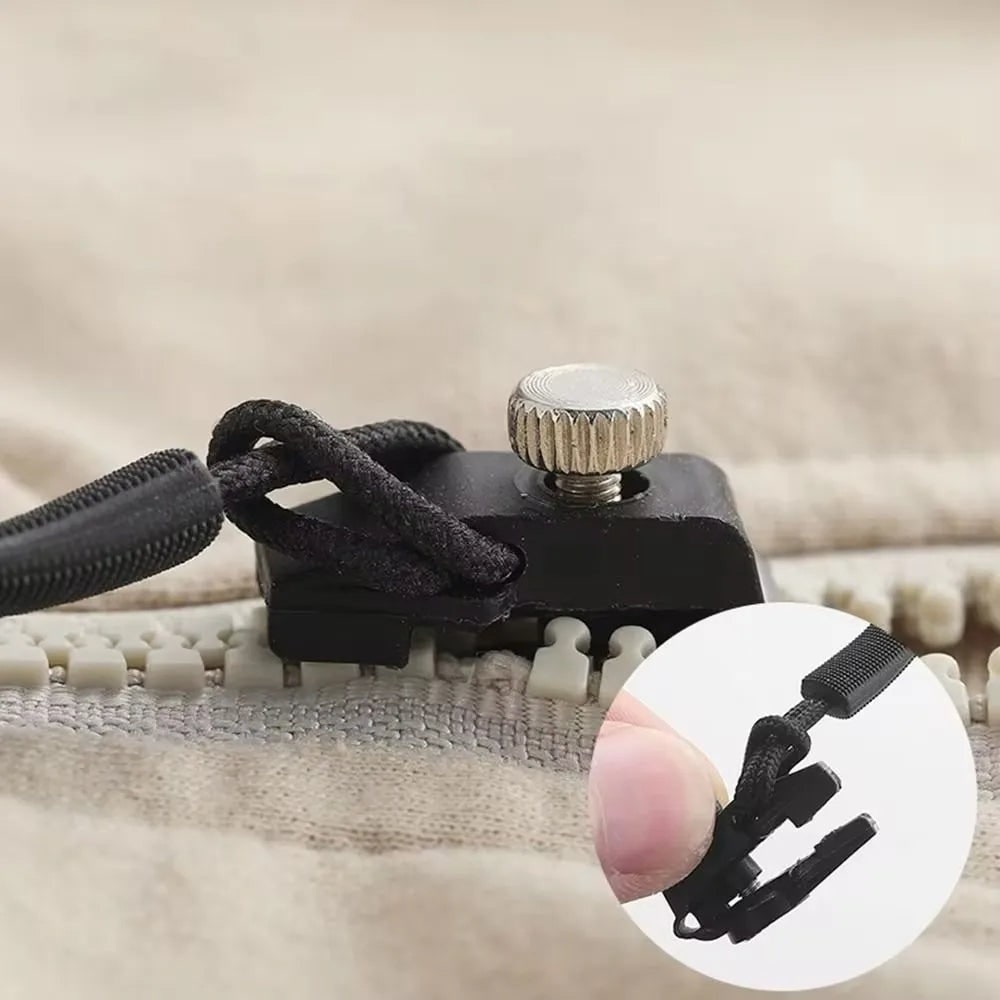Zastępczy Suwak do Zamka Błyskawicznego na śrubę Czarny Plastikowy Korpus - Image 1