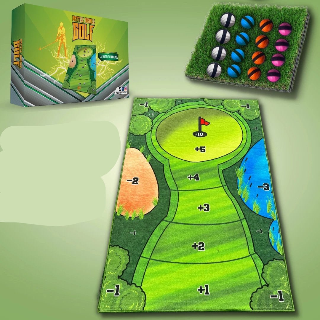 Zestaw Golf Ogrodowy z Matą Celowniczą Piłeczkami na Rzep i Torbą Mini - Image 2