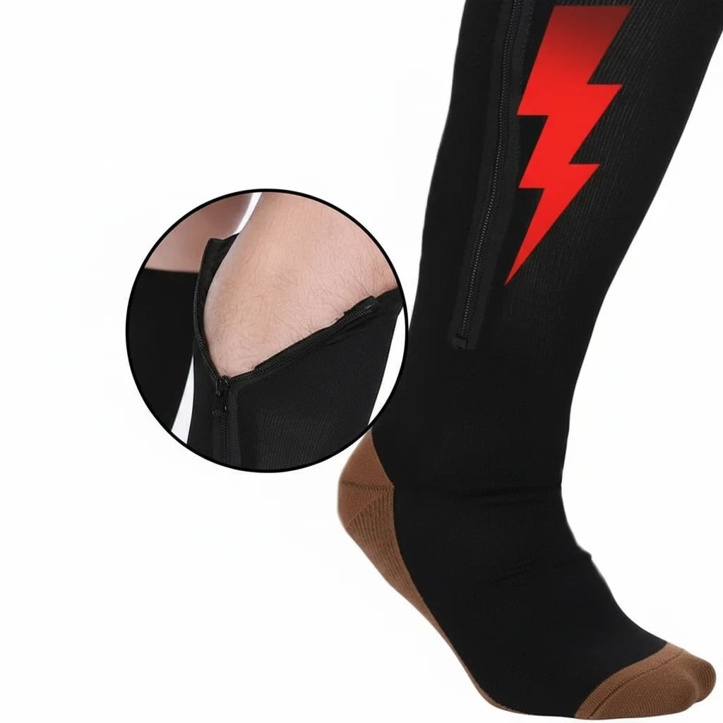 Zipper Compression Socks with Open Toe and Knee High Length for Travel - Image 3