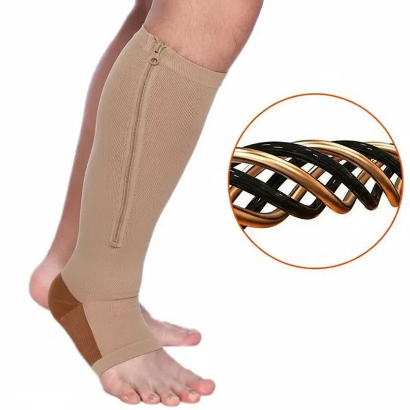 Zipper Compression Socks with Open Toe and Knee High Length for Travel - Image 6